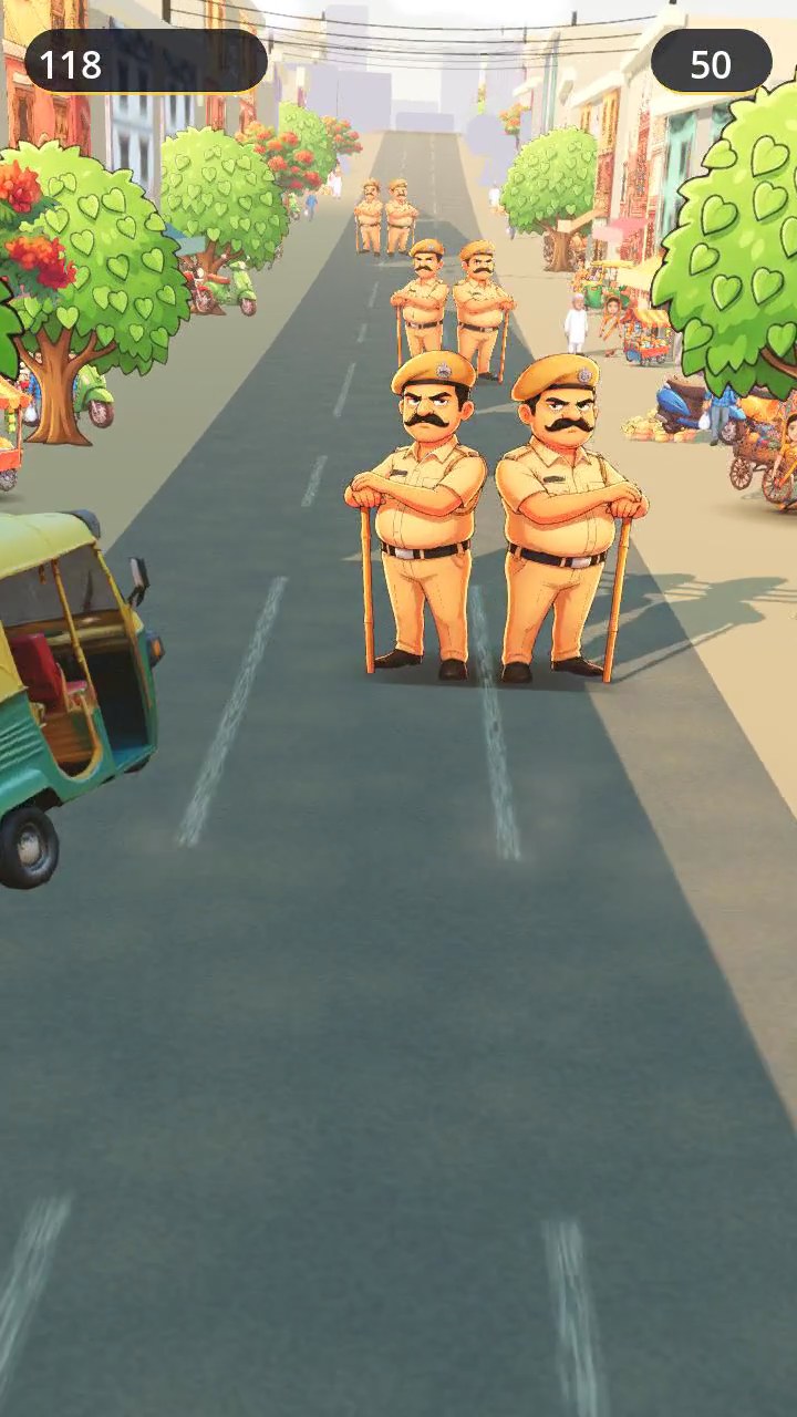 Multiple thullas (police constables) blocking the lanes in Chal Rickshaw